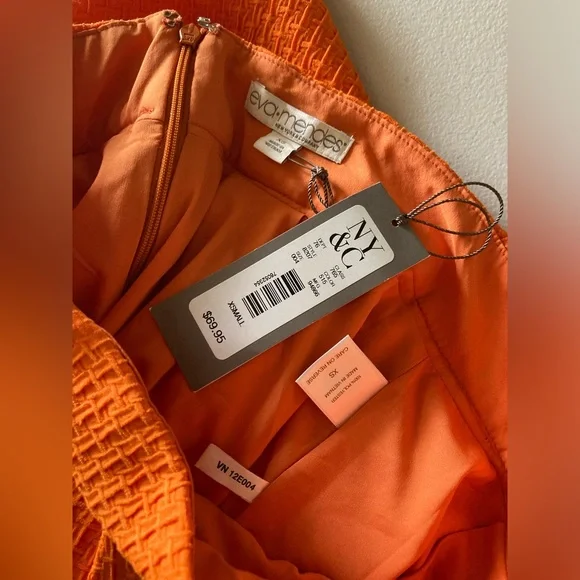 New York & Company Eva Mendes Clare Full Skirt Orange Woven Textured Skirt - Picture 15 of 17